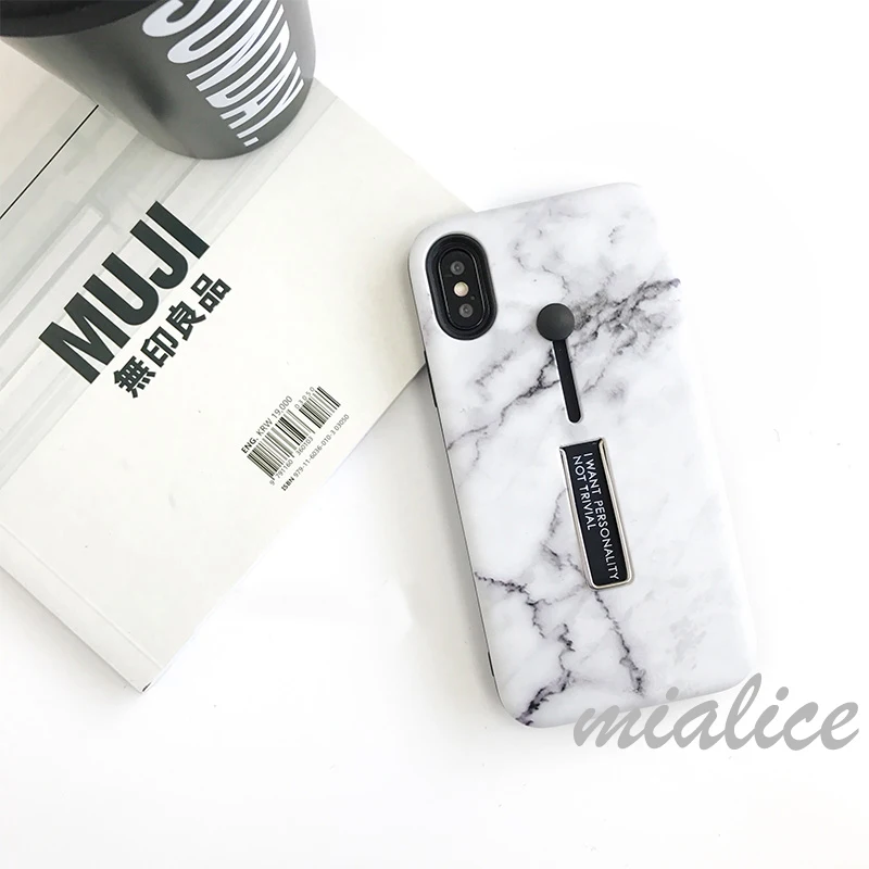 Простой Мраморный Soild чехол для iPhone X 8 plus 7 s 6 6s 6plus Золотой Серебряный палец кольцо