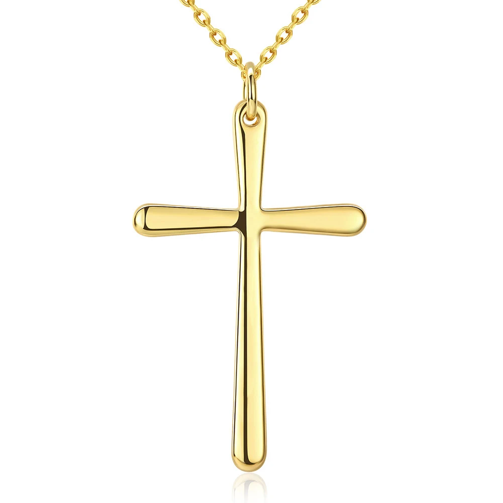 2019 Women's Lady Girl Gold-color Long Cross Pendant Golden Chain Necklace colar longo Beauty Party Hot Fashion | Украшения и
