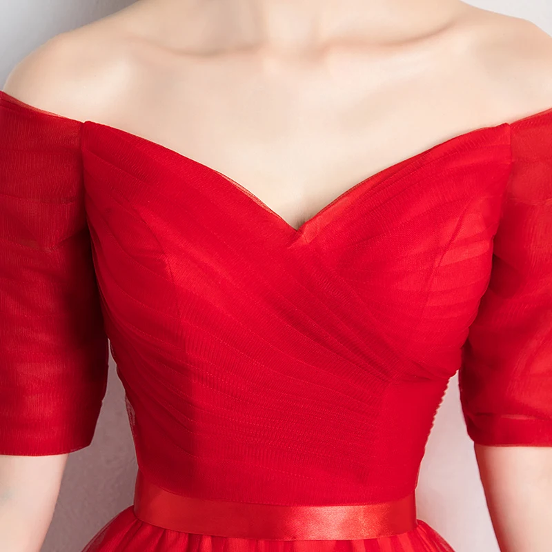 V-neck A-line New Floor-length Tulle Empire Vintage Formal Women Long Red Dress Party Vestido De Festa Vestidos | Женская одежда