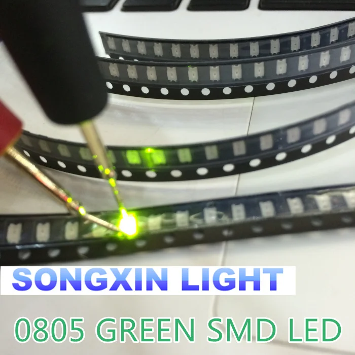 100 шт. сверхъяркий светодиод 0805 SMD зеленый новый свет нм 70 мкд I (мА):20 мА|smd led green|0805