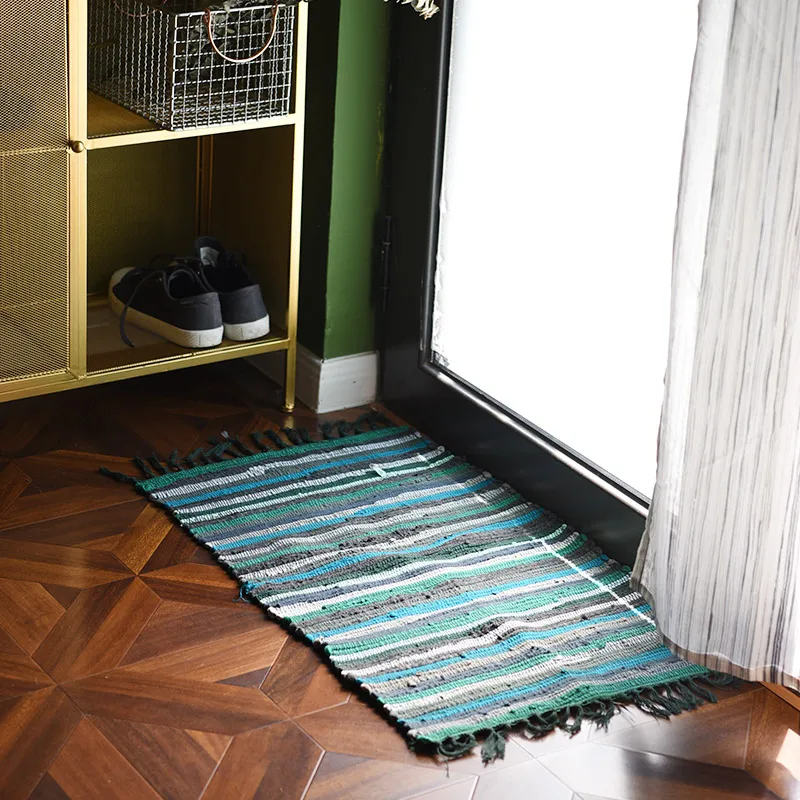 Ковер для кухни, хлопок, геометрический пол, коврик для входной двери, Tapis De Cuisine, Нескользящие тканые коврики ручной работы, ковры 76x47 см