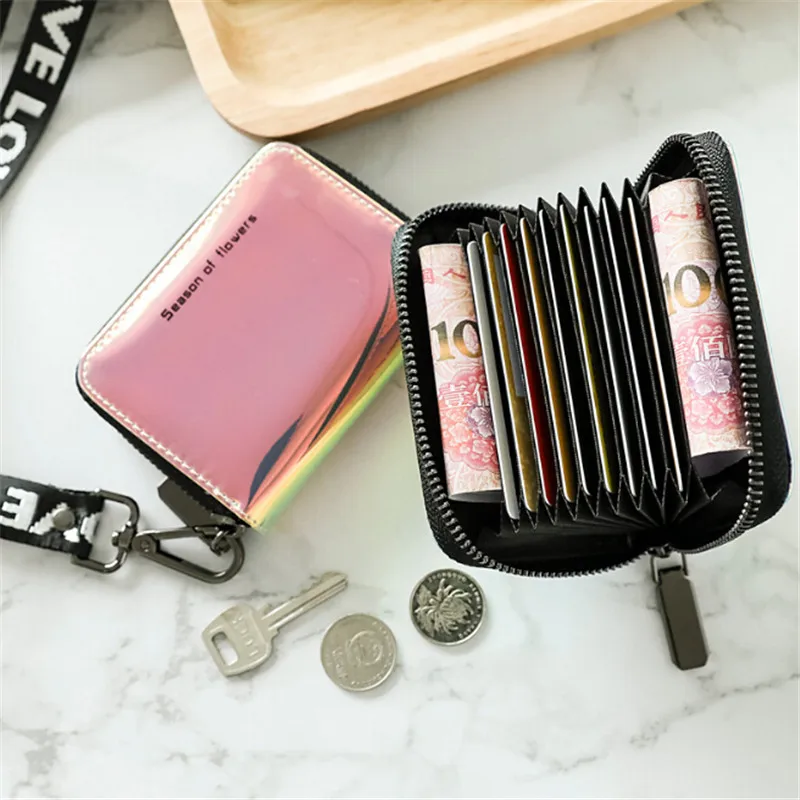 New Women Short Wallet Laser Fashion Standard Zipper Wallets Designer Variable Color Card Holder Coin Purse | Багаж и сумки
