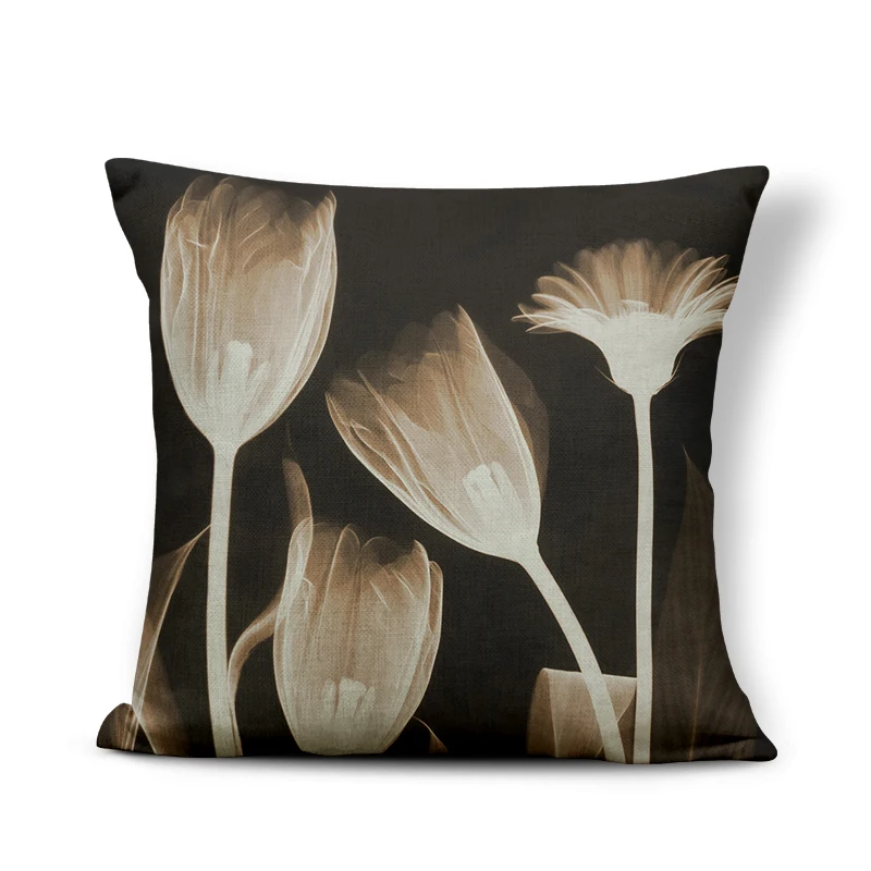 Наволочка в виде тюльпана с короной и рисунком растений|pillow with cover|plants cushioncushion cover