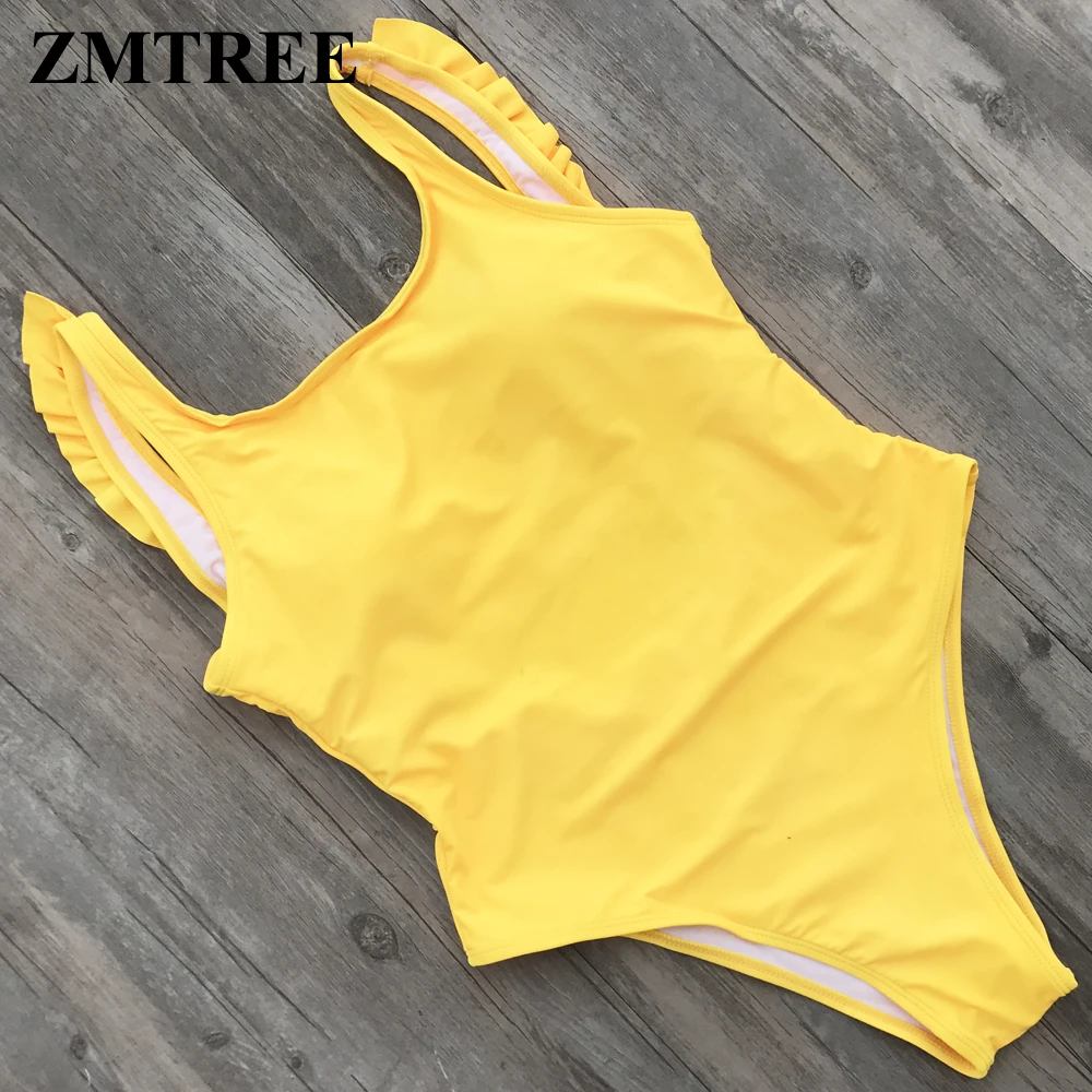 ZMTREE 2019 Цельный купальник женский пляжный купальный костюм с открытой спиной