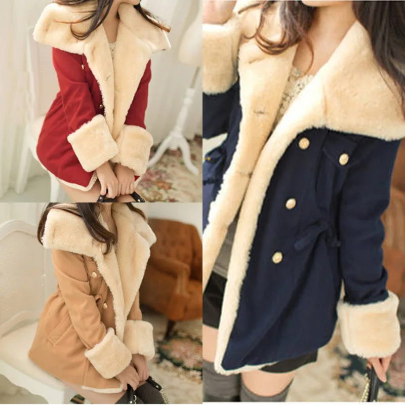 Lady Women Slim Double Breasted Autumn&ampWinter Warm Flannel Coat Jacket CX17 | Женская одежда