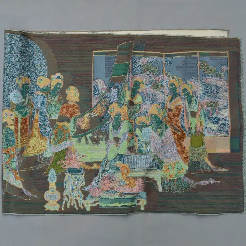 Производите старинную антикварную шелковую вышитую картину изысканную красную