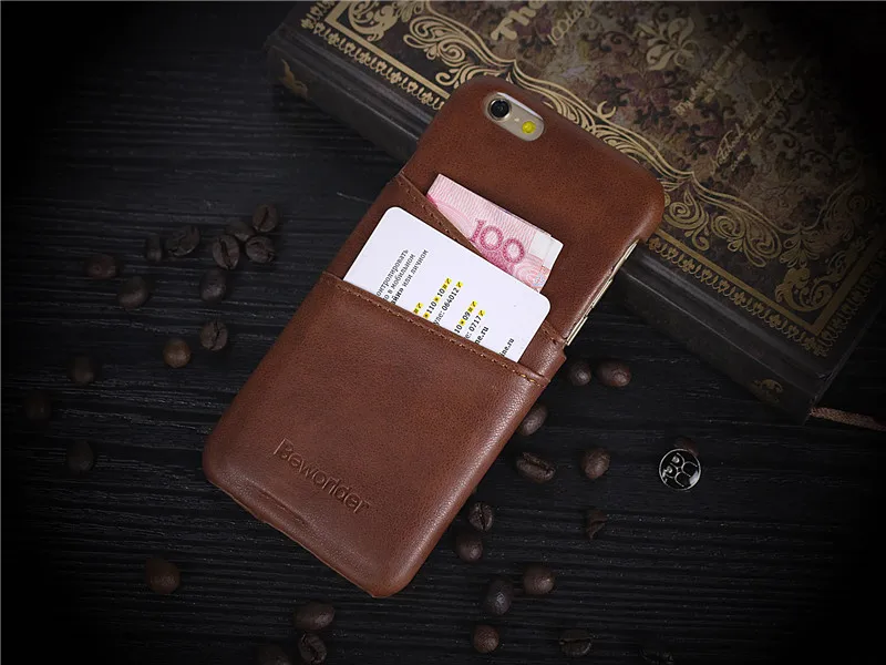 Beworlder Leather Back Cover For Apple iphone 6S Case 6 Plus PU Vintage Card Slot |