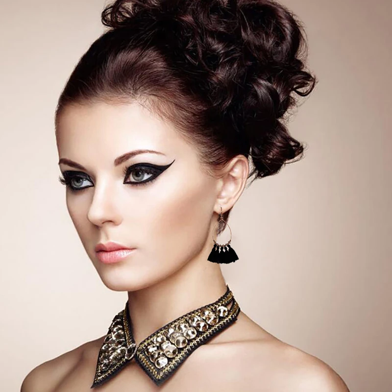 Богемные Frringed большие круглые серьги этнические Boho несколько цветов секторные с