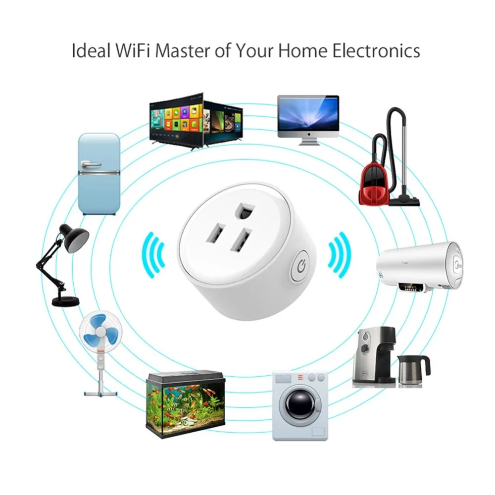 Mini WiFi Smart Remote Control Switch Power Socket Timing Outlet Home Voice Compatible US Plug hot | Электроника