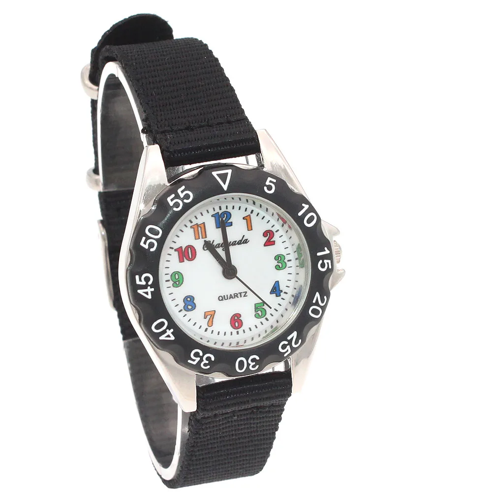 C black strap Простые Дизайнерские кварцевые часы для мальчиков и девочек с цифрами времени, детский репетитор, нейлон, подарок спортивный Dibujos de reloj, часы с нейлоновым ремешком для женщин - Цвет: C black strap