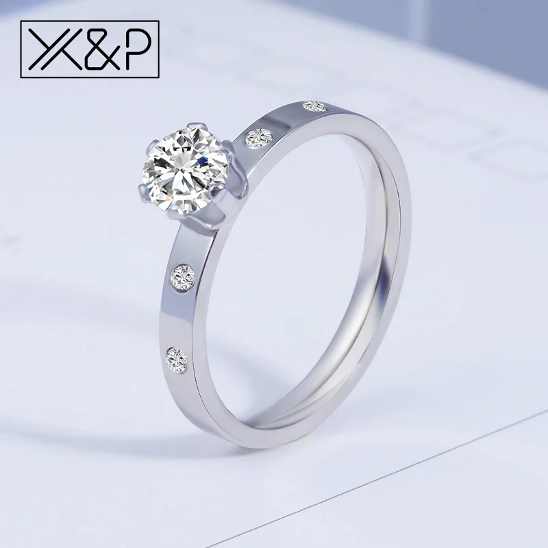 Модные брендовые парные кольца X & P из розового золота с искусственными