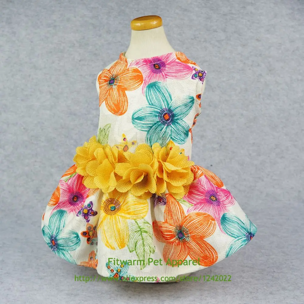 Fitwarm Цветочное платье для собак Одежда питомцев d образное кольцо жилет рубашки