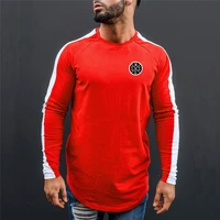 muscleguys new fashion o neck t shirt men patchwork cotton t shirts male clothes long sleeve t shirt gyms slim fit tee shirts