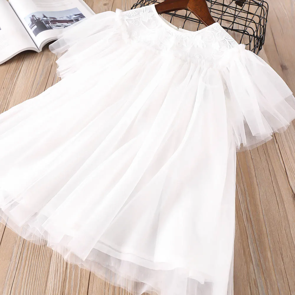 Новый девушки декольте вышитые Чистая Пряжа детская мини-платье | Детская одежда