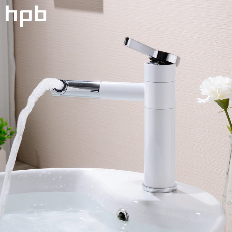 HPB латунный хромированный кран с вращением на 360 градусов для раковины белый и