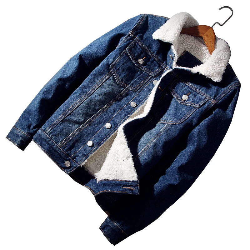 Мужские синие и черные джинсы зимние утепленные большого размера с шерстяной