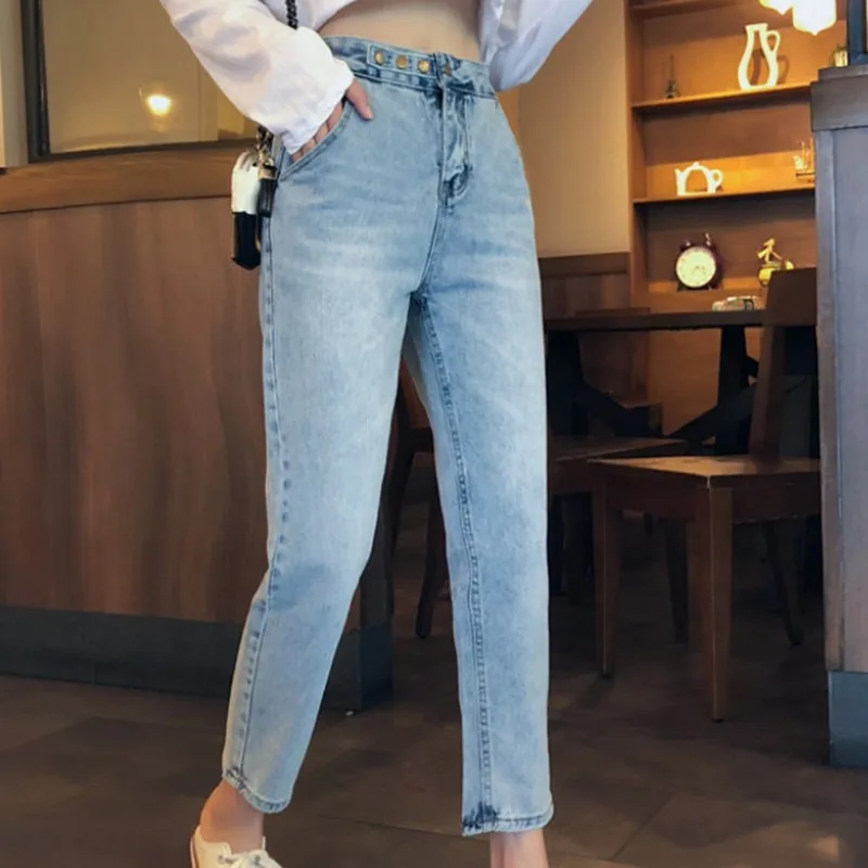 Джинсы женские прямые с высокой талией винтажные 2019 | Женская одежда