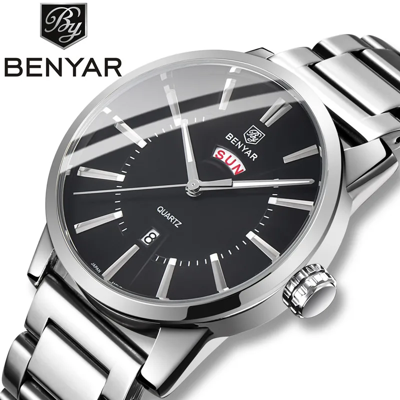 BENYAR 2019 New Business Men Watches Top Brand Luxury Double Calendar Quartz Watch Sports Male Wrist Clock Support Dropshipping