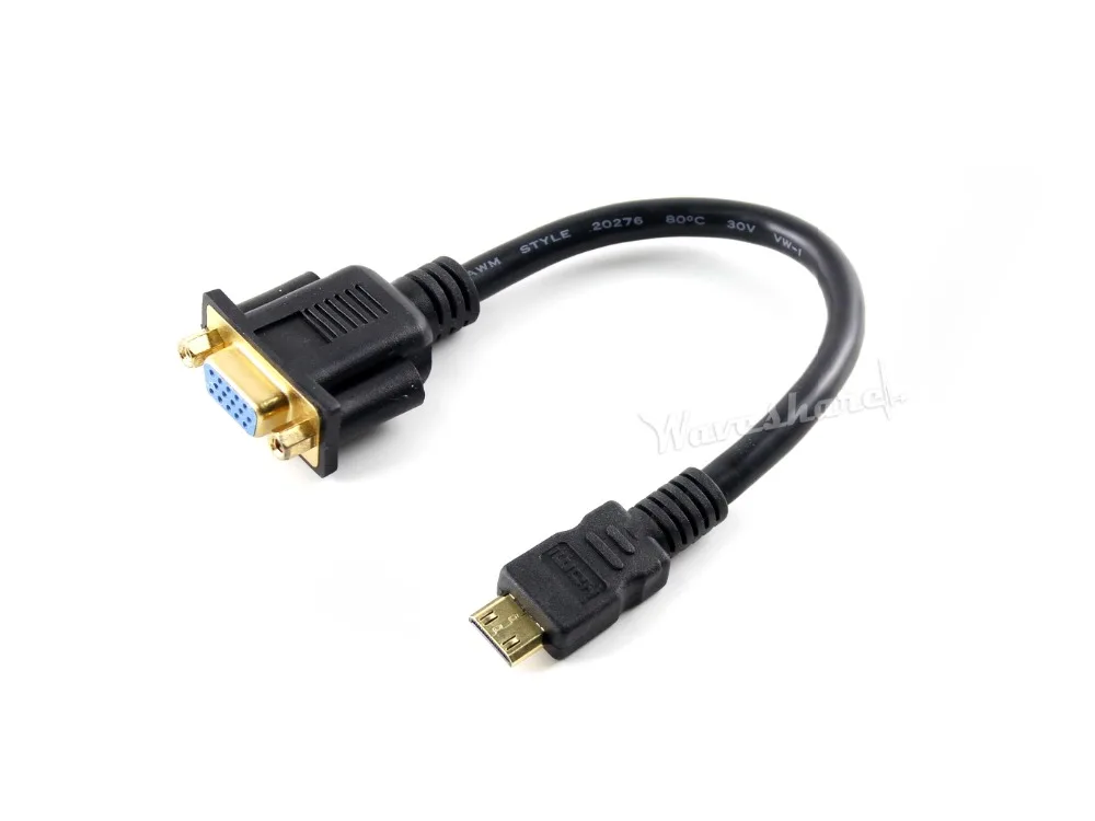 Кабель Waveshare с Mini HDMI совместимым штекером на гнездо VGA кабель только для