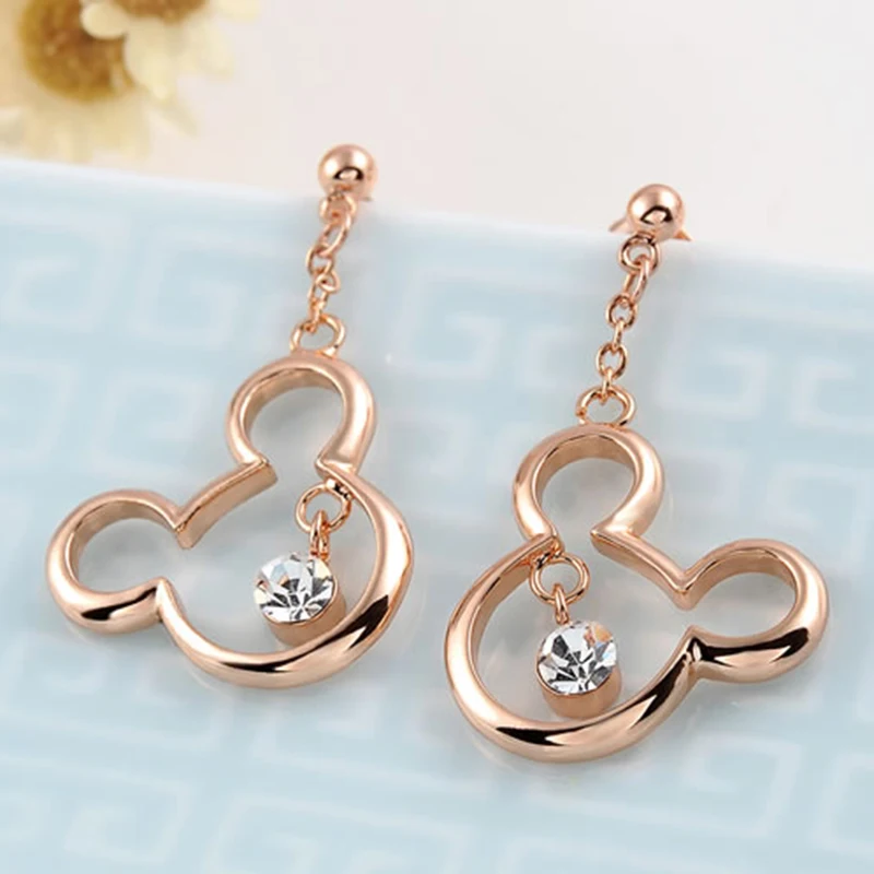 ROMAD Мода CZ камень полый мышь Висячие серьги для женщин ювелирные изделия