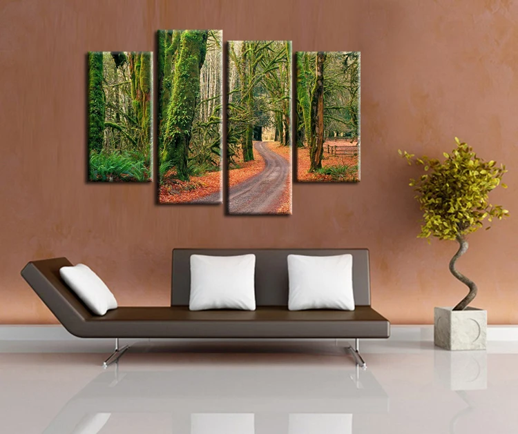 4 панели в раме классический Сельский пейзаж украшение на стену живопись маслом