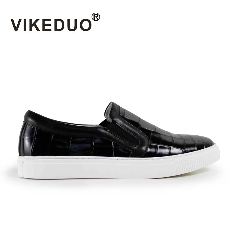 Vikeduo 2019 hot sales Handmade Flat male leisure shoes Genuine Leather Fashion Comfortable Black skateboard Mens Casual Shoes | Обувь