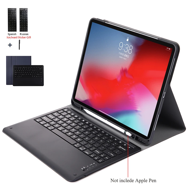 Отделяемая клавиатура чехол для iPad Pro 12,9 WiFi Bluetooth клавиатура ультра тонкий кожаный чехол для iPad Pro 12,9 ''+ стилус
