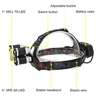 usb rechargeable 5 led headlight t6 q5 led headlamp head lamp hunting fishing light with usb charging line