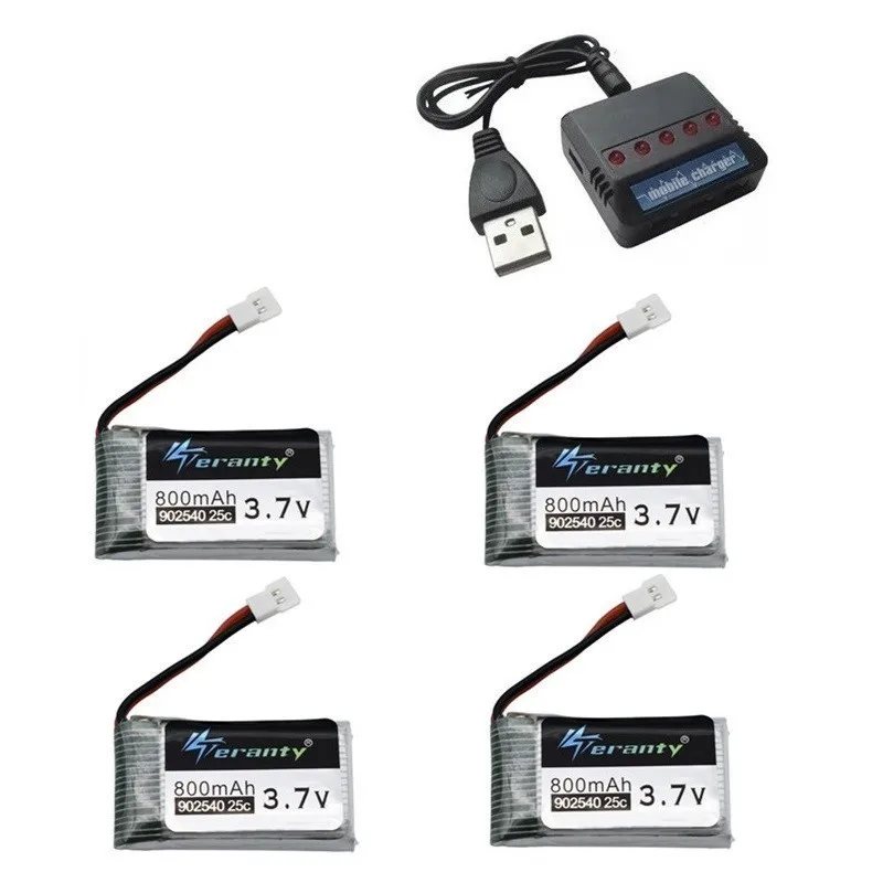 Красный 3,7 V 800mAh 25c Lipo аккумулятор и USB зарядное устройство для Syma X5C X5SC X5SW TK M68 CX-30 K60 V931 RC Квадрокоптер Дрон запасные части 902540 - Цвет: Красный