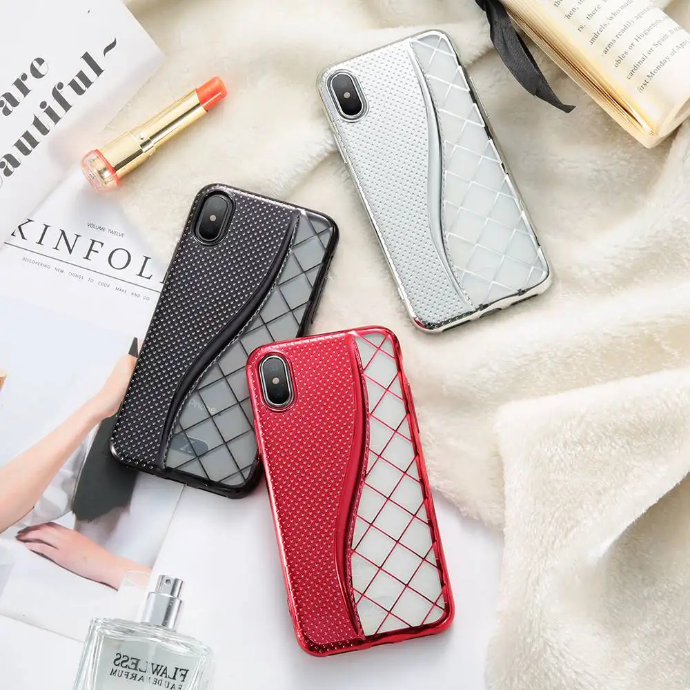 KISSCASE Plating Touch Phone Case For iPhone 7 8 Plus X 10 Ten Cases Fashion Square Grid Cover 6 6S | Мобильные телефоны и