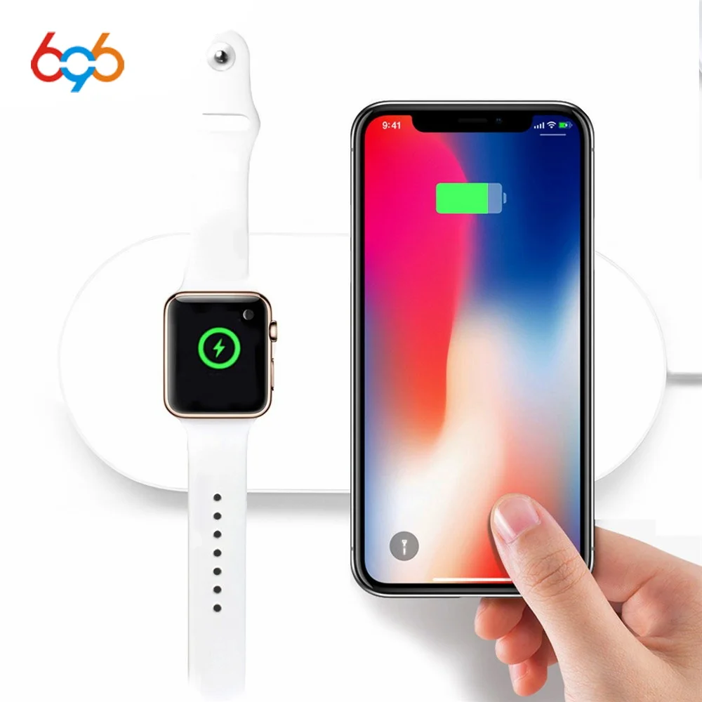 696 2IN1 Airpower Wireless Charger For iPhone X 8 Charging Pad Apple watch Fast Charge for Samsang galaxy S9 S8 | Мобильные телефоны
