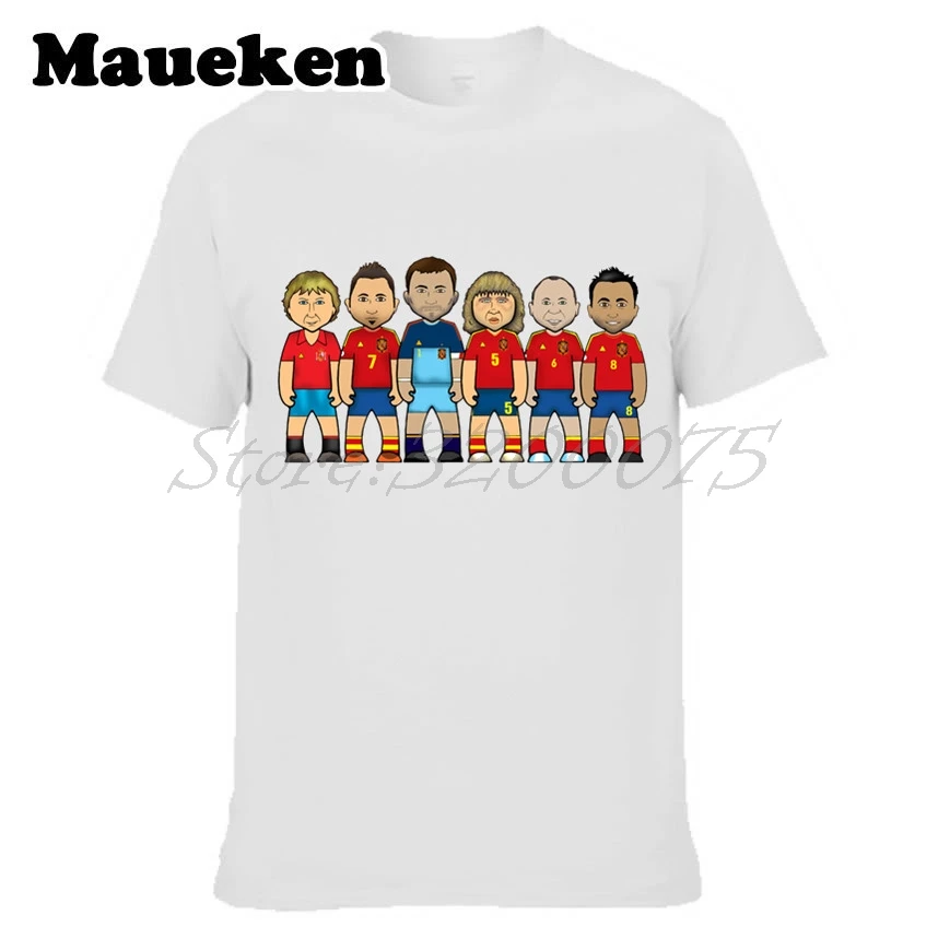 Мужские легенды Испания Xavi Hernandez Carles Puyol Iker Casillas Andres Iniesta Emilio Butragueno David Villa футболка