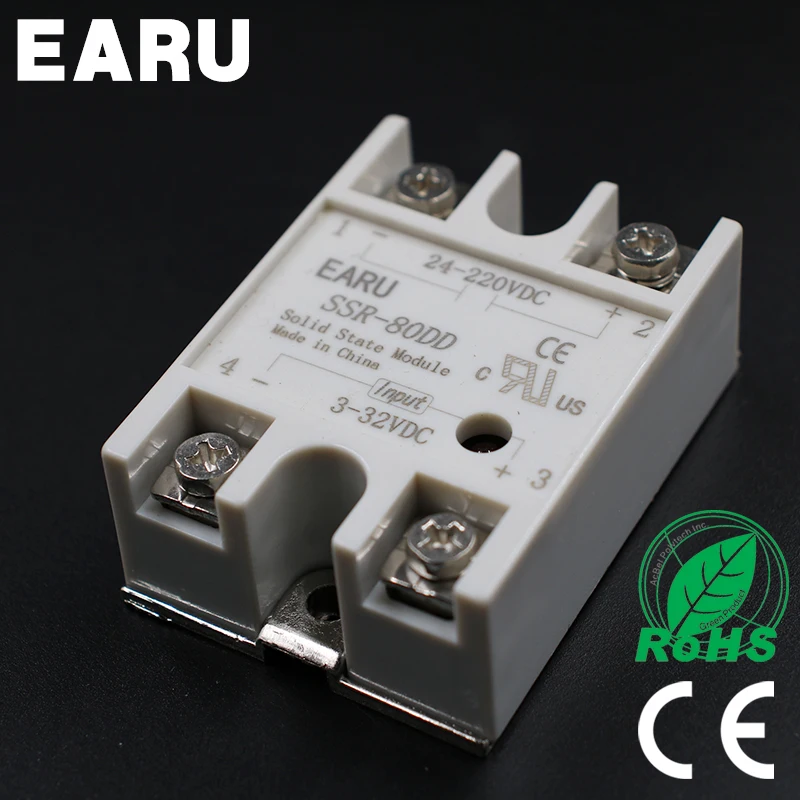 

1 pcs Solid State Relay SSR-80DD 80A 3-32V DC Input TO 24-220V DC SSR 80DD SSR-80 DD Industry Control Factory Wholesale Hot