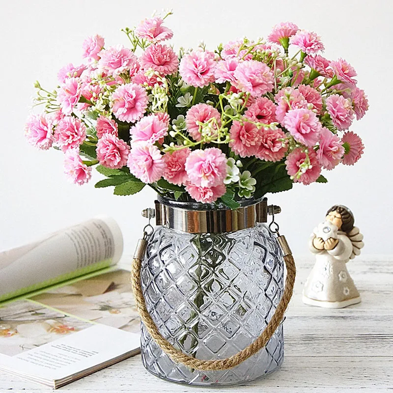 20 головок искусственные сиреневые цветы свадебный букет Флорес настоящие