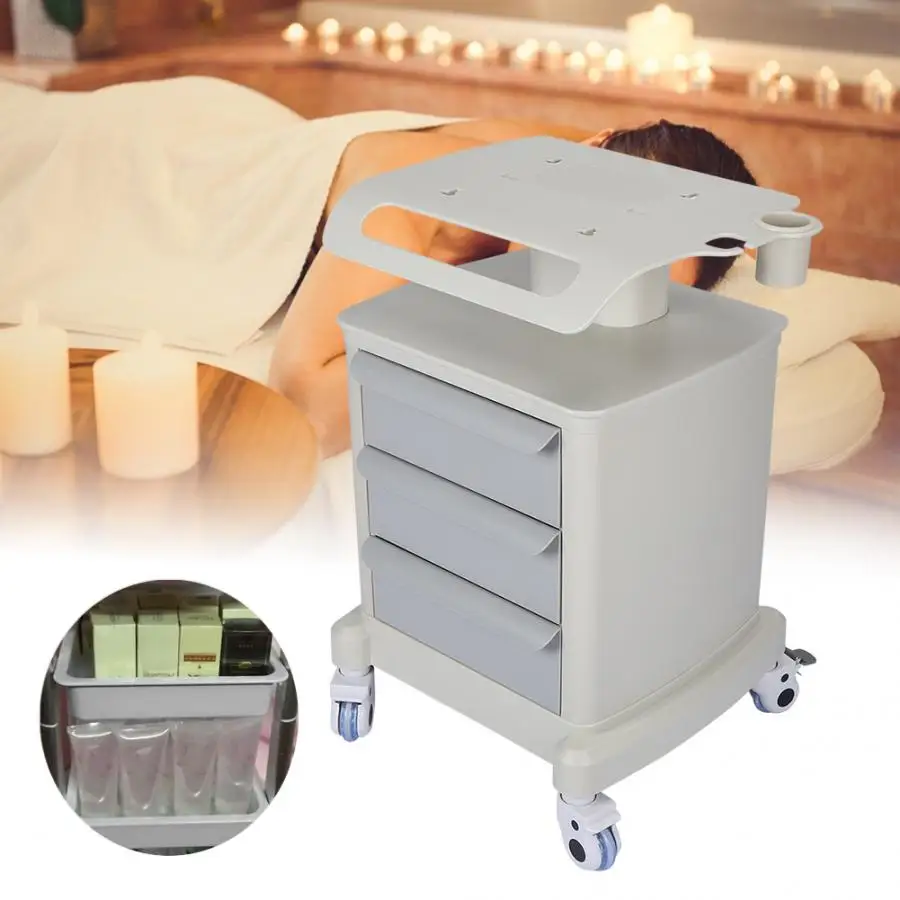 Профессиональная 3 ярусная тележка для спа салона универсальная полка хранения