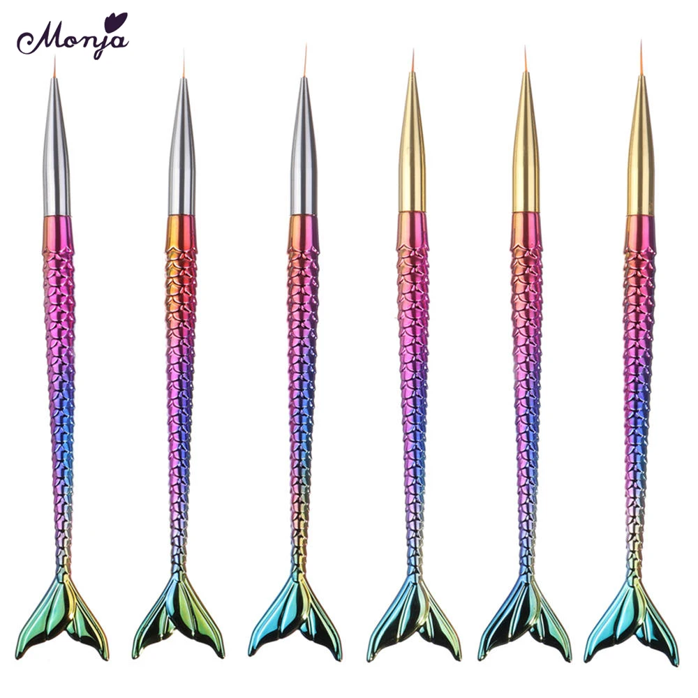 6 шт./компл. Русалка круглая ручка с кристаллами точечная для ногтей рисования