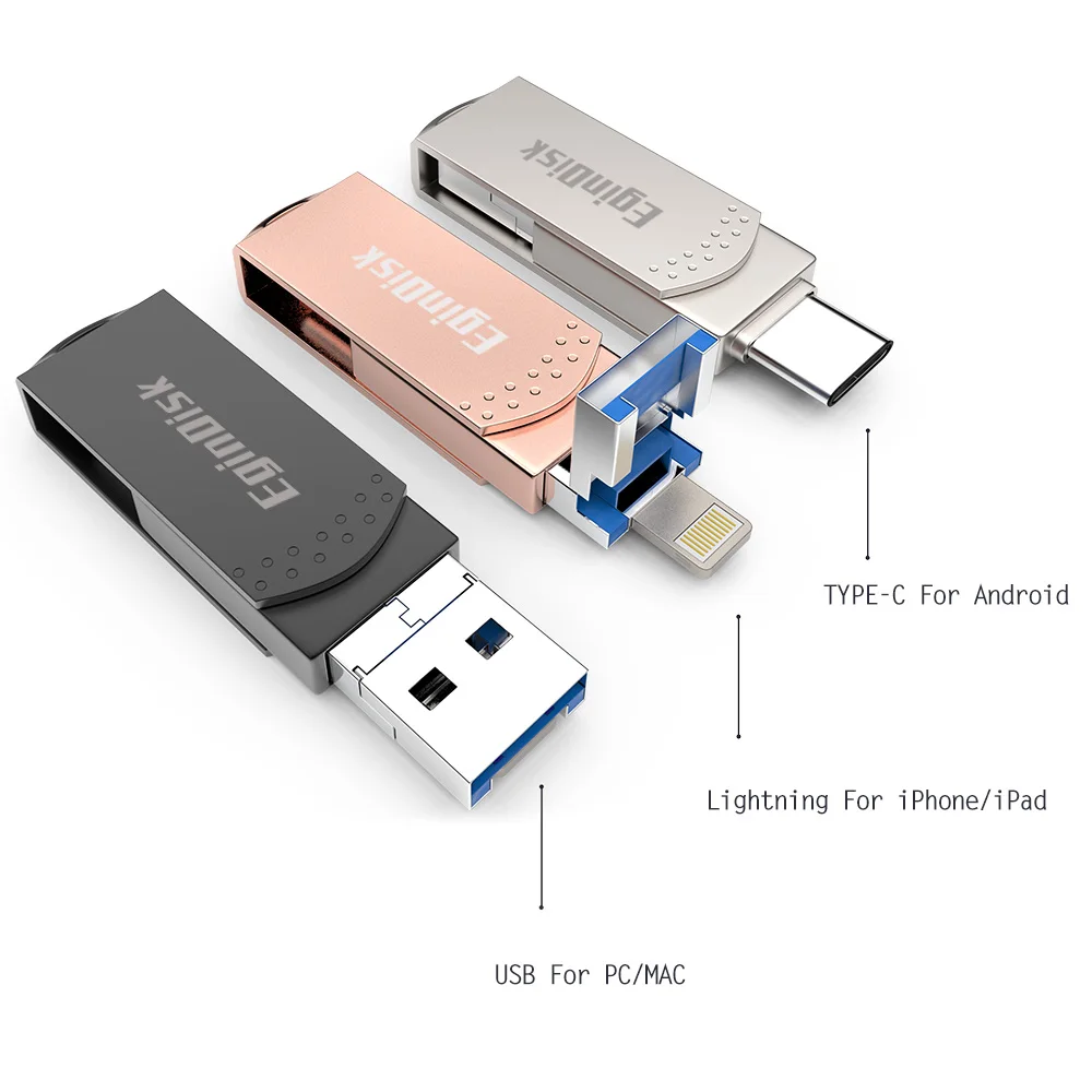Usb флеш-накопитель Lightning/TYPE-C для iPhone 6, 6 Plus, 7, 7 Plus, 8 Plus, X Usb-C, флешка для телефона Android, Usb флешка, 128 ГБ-8 Гб