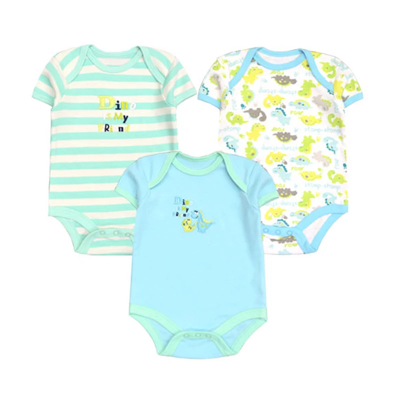 Боди с коротким рукавом и круглым вырезом для новорожденных мальчиков 3 шт./лот
