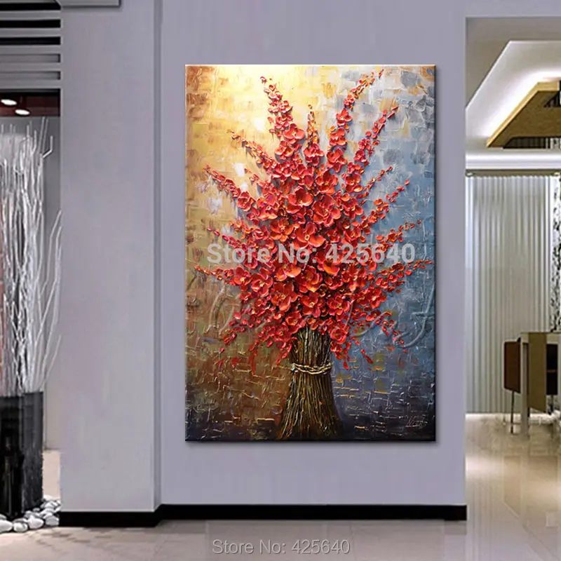 Ручная роспись палитра нож красочные цветы Картина маслом Куадрос настенное