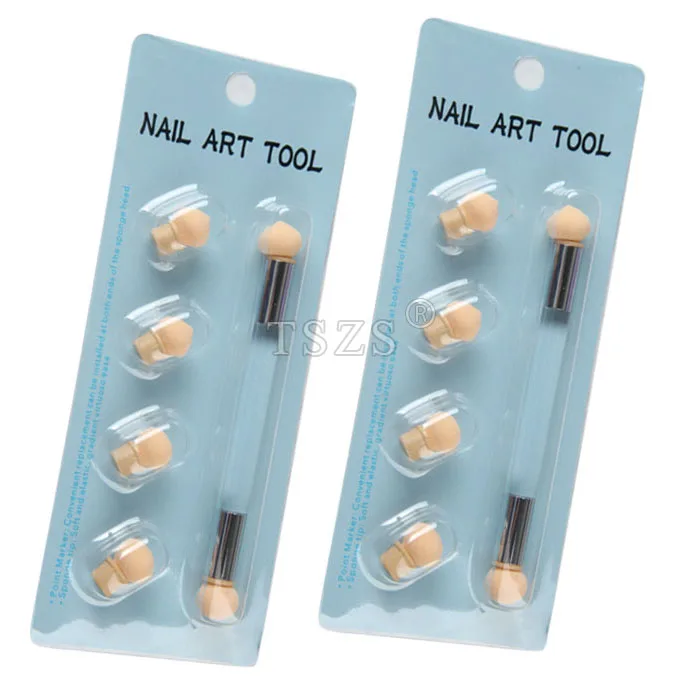 

1set/Lot Double-ended Nail Art Gradient Shading Dotting Painting Pen Sponge Head Rhinestones Handle Gel UV Brush nail Tools