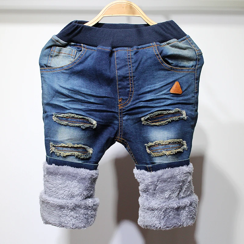 Джинсы зимние для мальчиков 4 12 лет плотные теплые брюки из денима повседневные