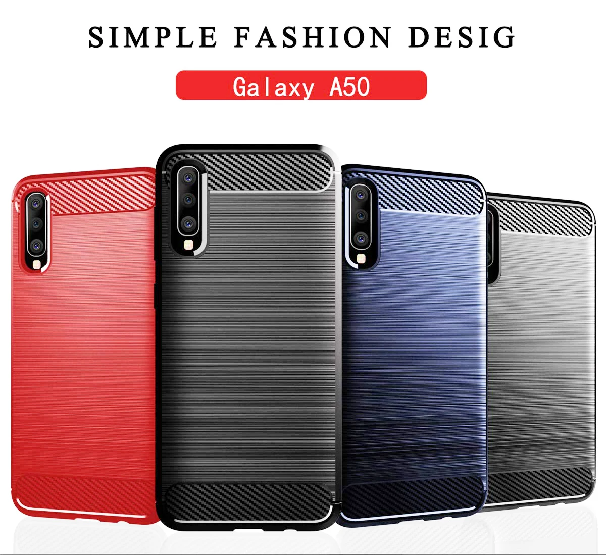 Silicone Case Cover Soft Carbon Fiber for Samsung Galaxy A10 A20 A30 A40 A50 A70 Phone M10 M20 M30 | Мобильные телефоны и