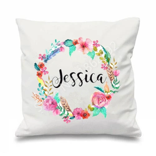 Модный акварельный Цветочный венок с именем на заказ Начальная декоративная