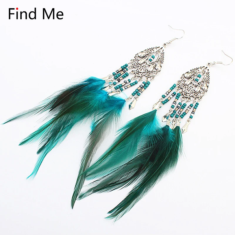 Женское винтажное длинное перо кисточка Find Me брендовые серьги подвески в стиле