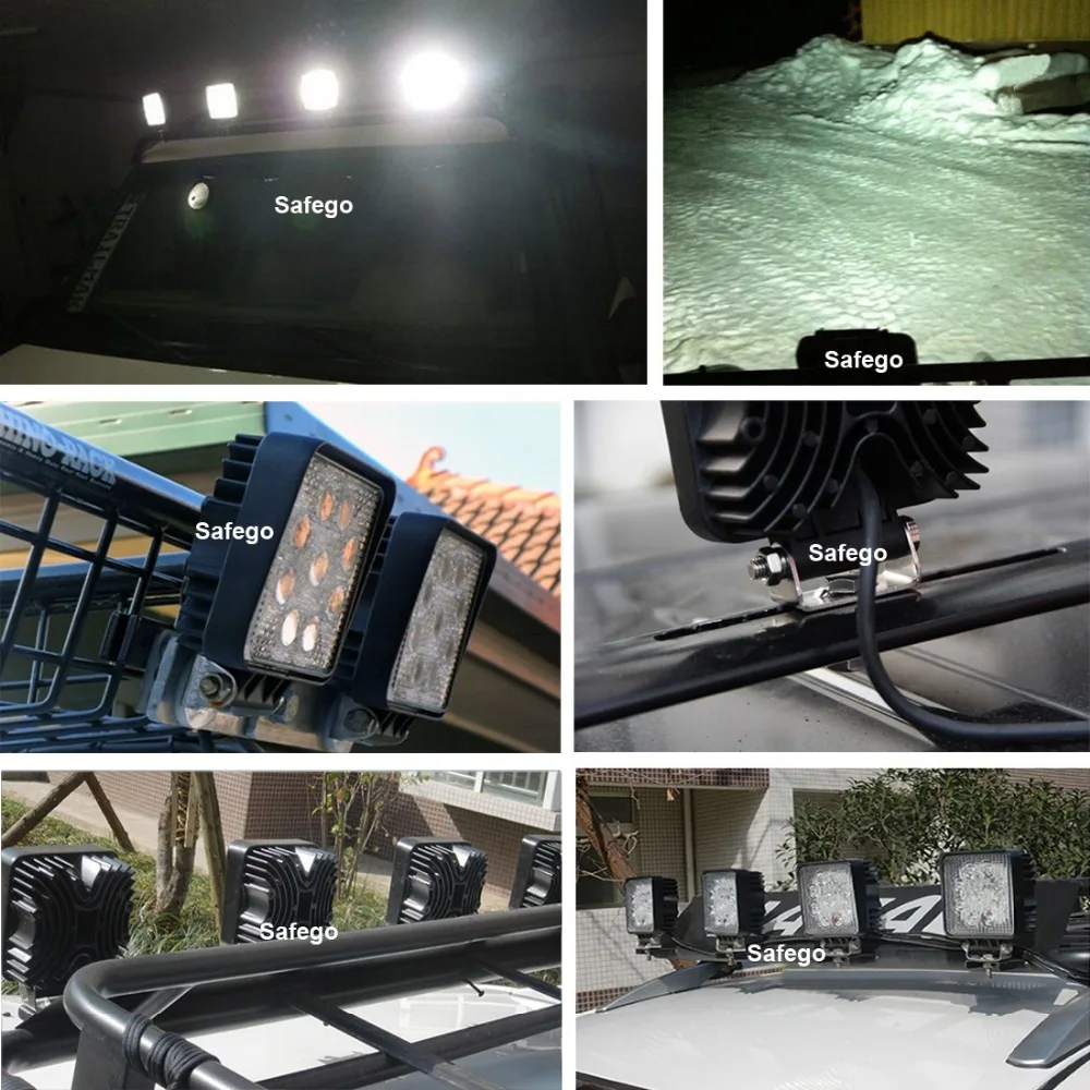 

Safego 4pcs 27W LED Work Light Car Offroad Spot Flood 12V led Tractor work lights Motorcycle for Truck ATV 4X4 Fog Driving Lamp