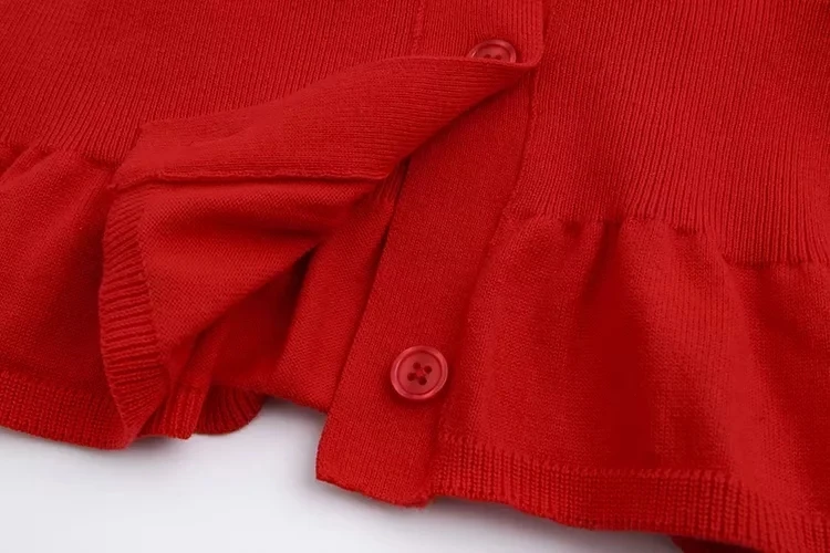 Женские трикотажные кардиганы с V образным вырезом и оборками|knitted cardigan|cardigan