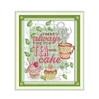 Ручная маленькая работа чайная и пирожная жизнь украшения дома аксессуары наклейки на стену вышивка крестиком набор картины