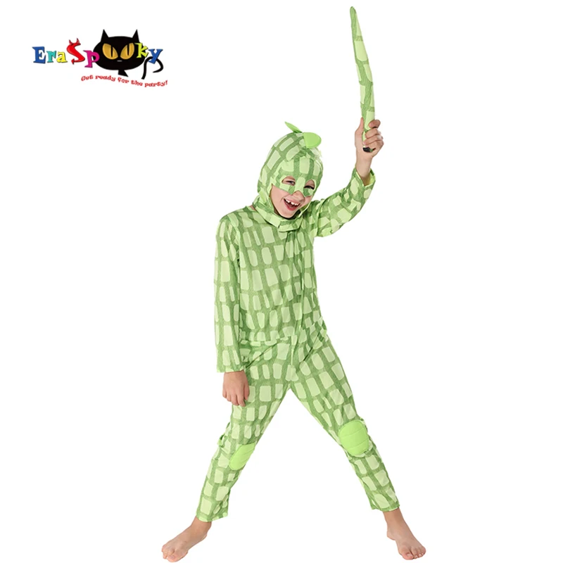 

Eraspooky Green Lizard Cosplay Boys Halloween costume for kids Animal Jumpsuit Child Mask Carnival Party Christmas Fancy Dress