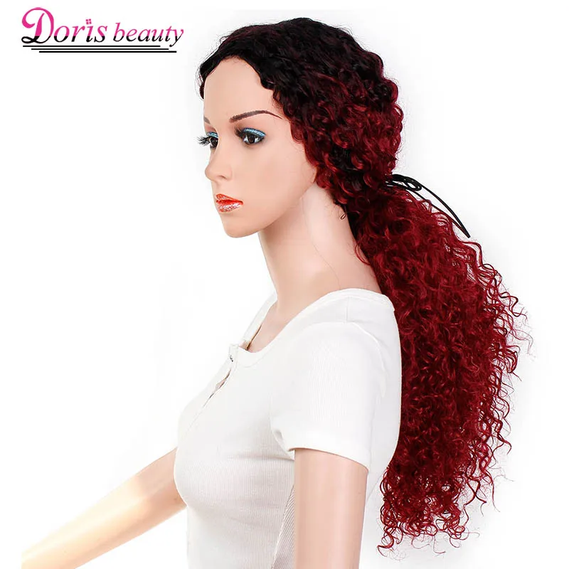 Doris beauty Ombre блонд длинный афро кудрявый вьющийся парик синтетические парики для женщин Черный Красный Африканская прическа натуральный термостойкий