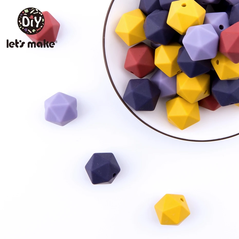 Let's Make 10 шт. 14 мм Силиконовые Бусины шестиугольник Bpa Бесплатно Силиконовый Прорезыватель Diy Прорезыватель для зубов Детские Жевательные Аксессуары Детские Прорезыватели